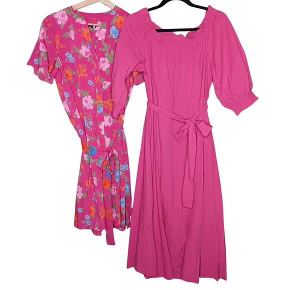 Ann Taylor Lot of 2 Dresses Peasant Midi and Floral Mini Shirt Dress - Picture 1 of 14